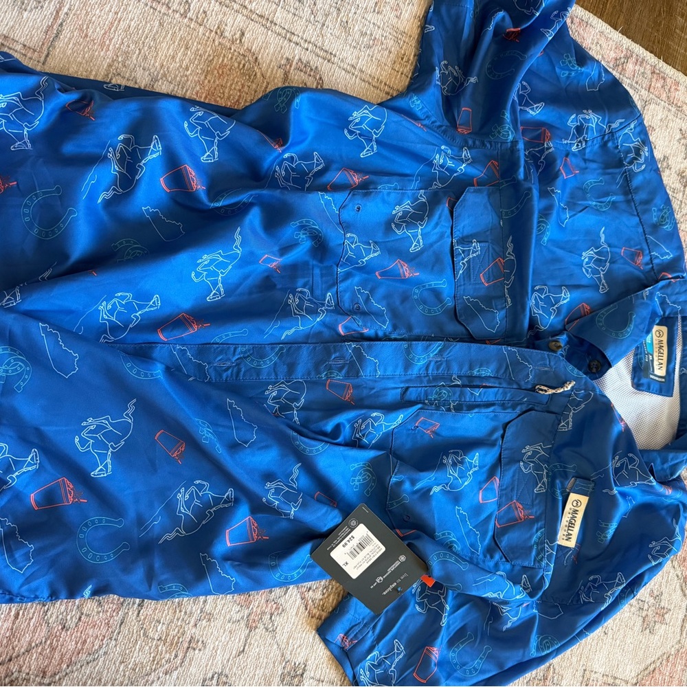 Magellan Outdoors Blue men’s shirt with Kentucky Print